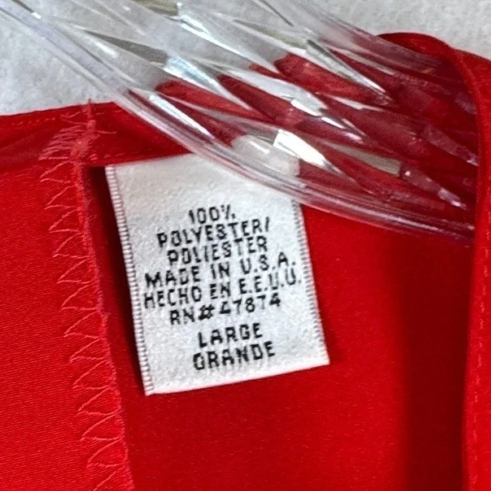 Christie & Jill Red Short Sleeve Pleated Front Blouse Large Vintage Style USA